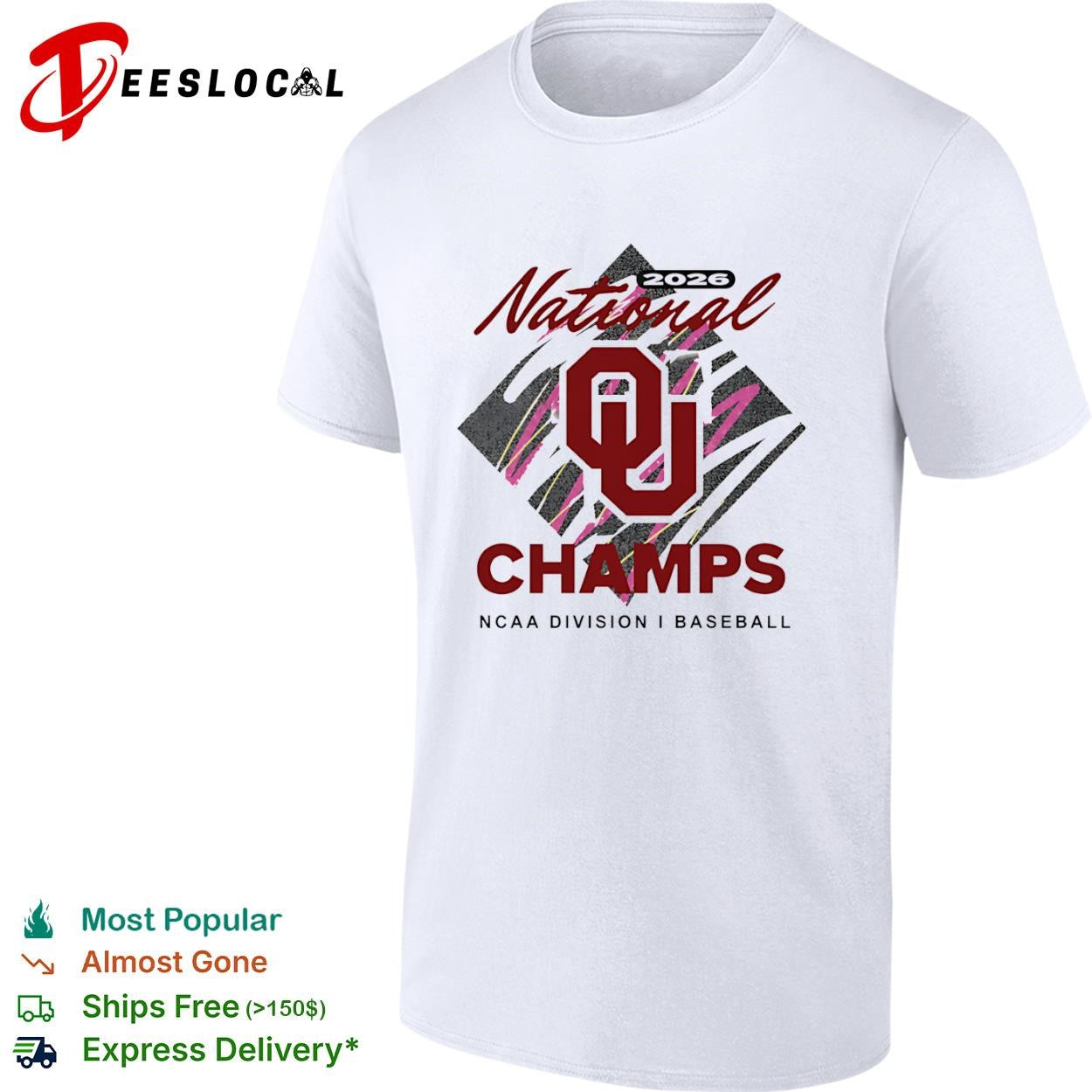 Oklahoma Sooners 2026 national champs diamond logo NCAA Division I baseball shirt Unisex T-shirt, Sweatshirt, Hoodie, Long Sleeve Tee - T-Shirt, Sweatshirt, Hoodie