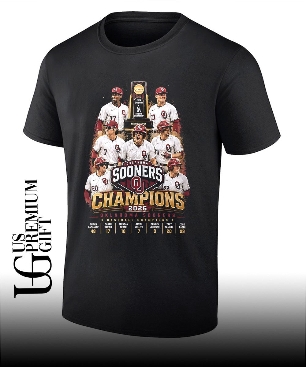 Oklahoma Sooners Baseball NCAA 2026 Division I National Champion Sooners Champions shirt Unisex T-shirt, Sweatshirt, Hoodie, Long Sleeve Tee - T-Shirt, Sweatshirt, Hoodie