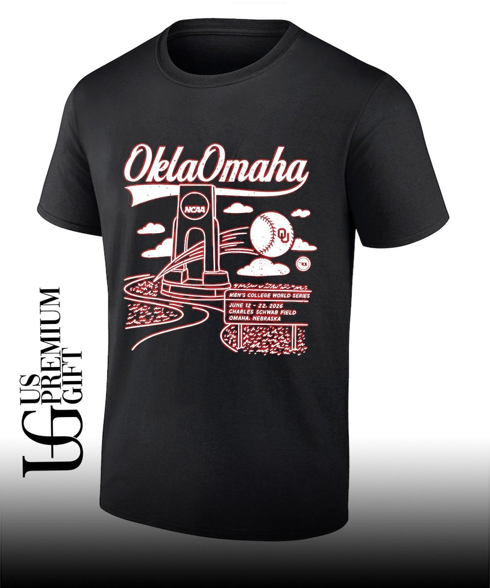 Oklahoma Sooners NCAA Mens College World Series June 12-22 2026 OklaOmaha shirt Unisex T-shirt, Sweatshirt, Hoodie, Long Sleeve Tee - T-Shirt, Sweatshirt, Hoodie
