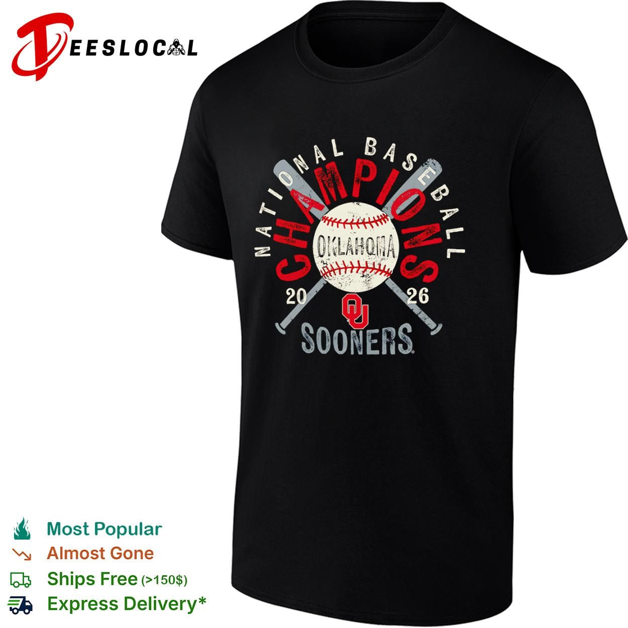 Oklahoma Sooners National Baseball Champions 2026 shirt Unisex T-shirt, Sweatshirt, Hoodie, Long Sleeve Tee - T-Shirt, Sweatshirt, Hoodie