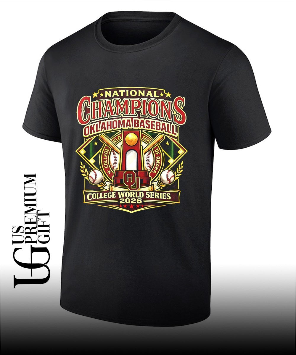 Oklahoma Sooners National Champions Oklahoma Baseball College World Series 2026 shirt Unisex T-shirt, Sweatshirt, Hoodie, Long Sleeve Tee - T-Shirt, Sweatshirt, Hoodie
