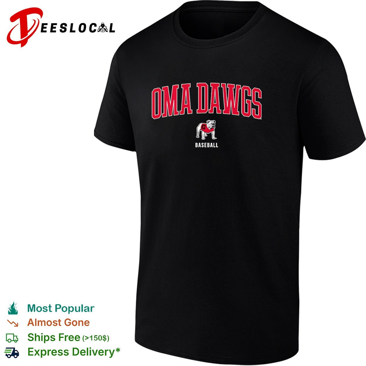 OmaDawgs bulldog wearing Georgia Bulldogs baseball jersey shirt Unisex T-shirt, Sweatshirt, Hoodie, Long Sleeve Tee - T-Shirt, Sweatshirt, Hoodie