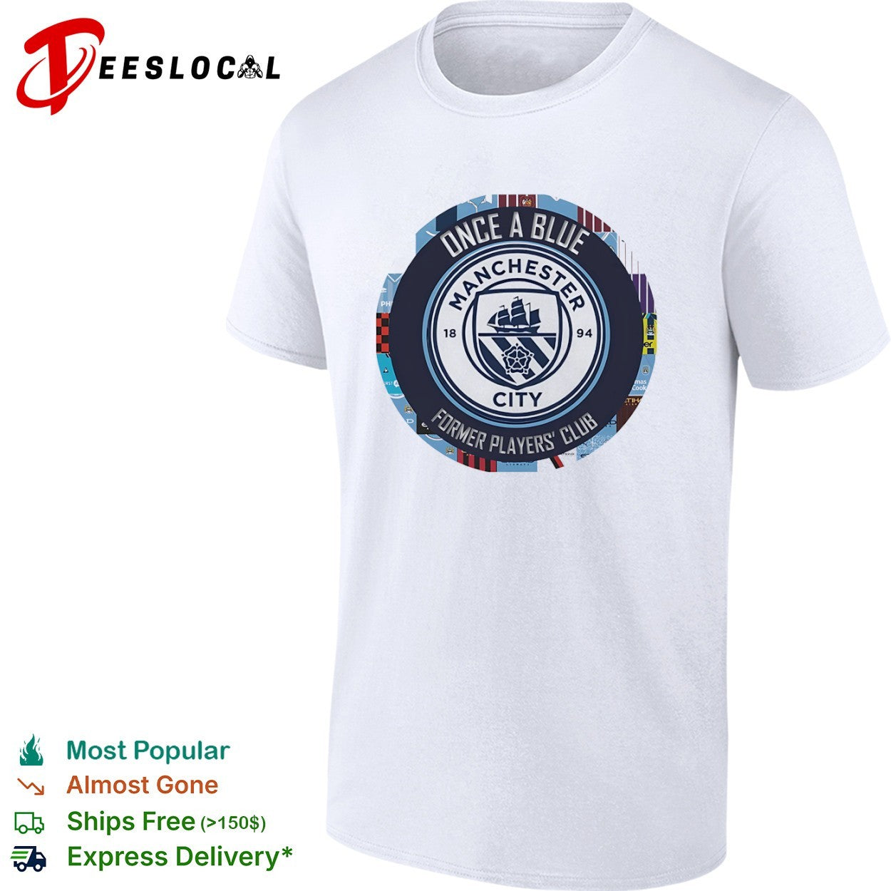 Once a Blue Manchester City Former Players Club Emblem Logo shirt Unisex T-shirt, Sweatshirt, Hoodie, Long Sleeve Tee - T-Shirt, Sweatshirt, Hoodie