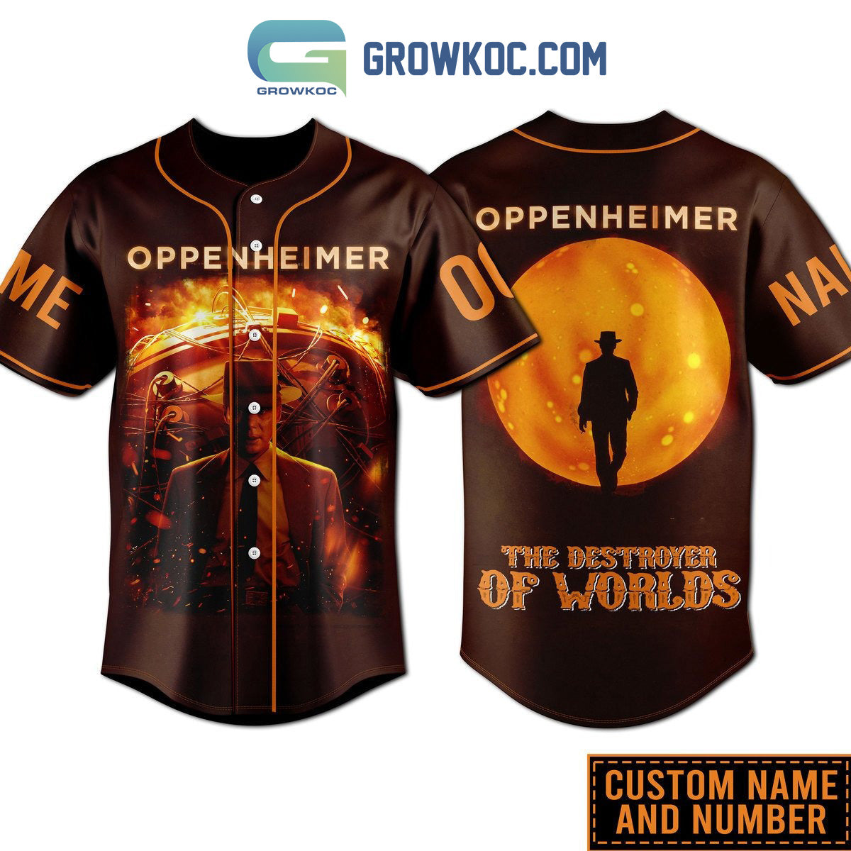 Oppenheimer The Destroyer Of Worlds Personalized Baseball Jersey Unisex T-shirt, Sweatshirt, Hoodie, Long Sleeve Tee - T-Shirt, Sweatshirt, Hoodie