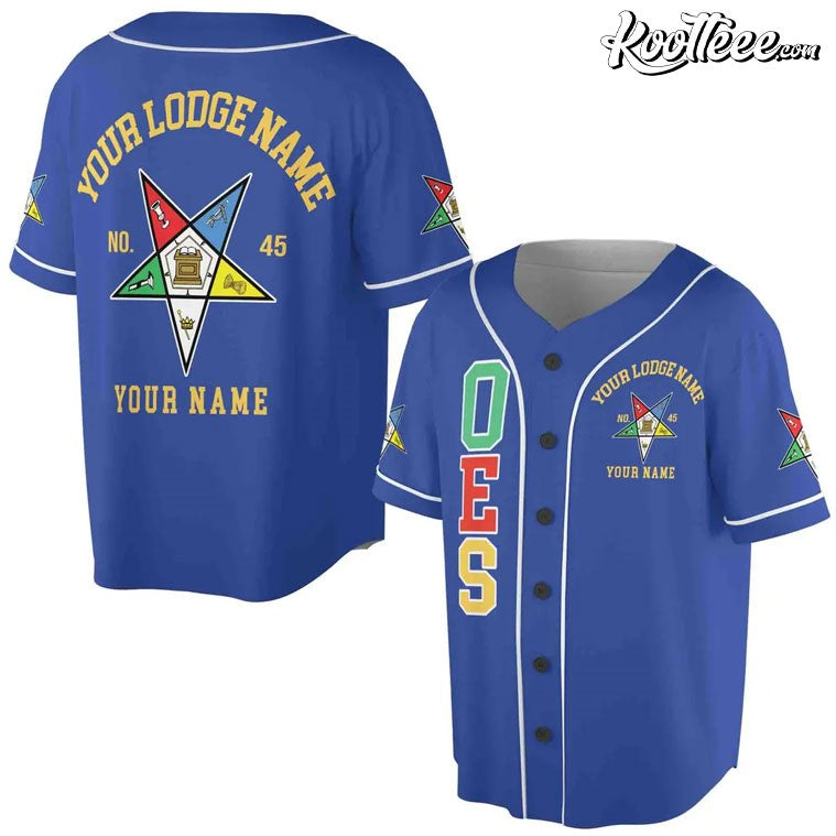 Order of the Eastern Star OES Pentagon Custom Name Baseball Jersey Unisex T-shirt, Sweatshirt, Hoodie, Long Sleeve Tee - T-Shirt, Sweatshirt, Hoodie