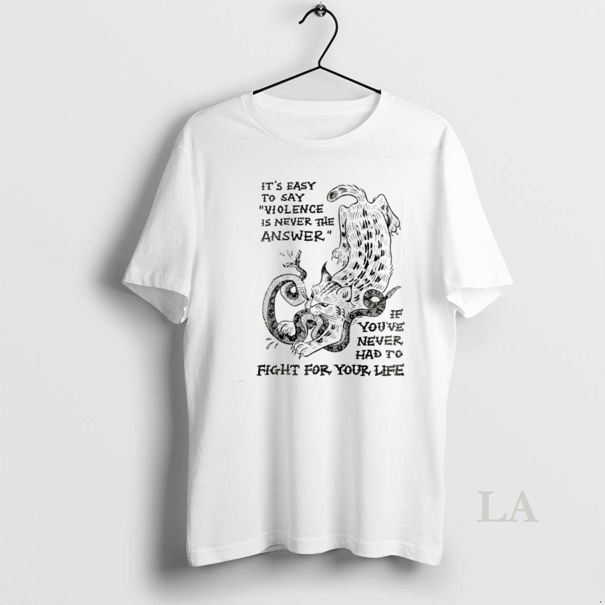 Original Cat Eat Snake Easy Say Violence Is Never Answer T-Shirts, Hoodie, Sweatshirt - T-Shirt, Sweatshirt, Hoodie