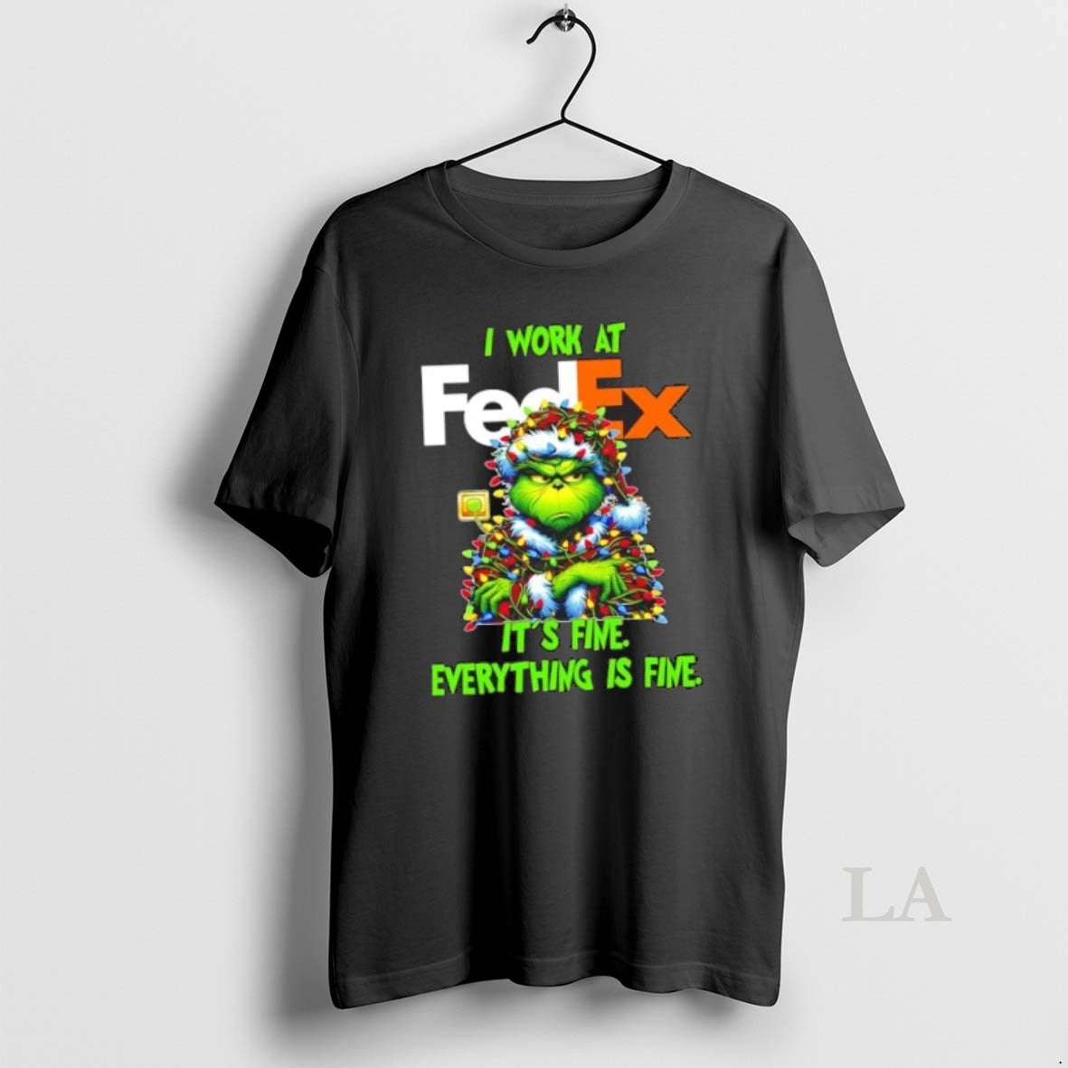 Original Grinch Tree X Fedex I Work Fine Everything Is Fine T-Shirts, Hoodie, Sweatshirt - T-Shirt, Sweatshirt, Hoodie