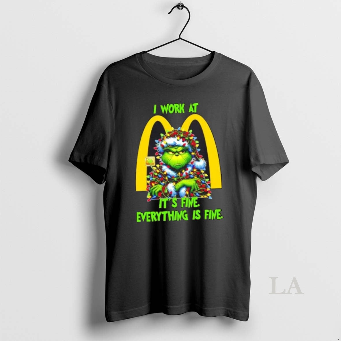 Original Grinch Tree X Mcdonalds I Work Fine Everything Is Fine T-Shirts, Hoodie, Sweatshirt - T-Shirt, Sweatshirt, Hoodie