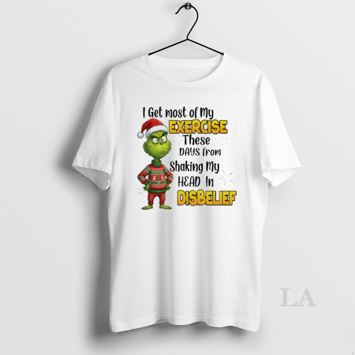 Original Grinch Santa I Get Most My Exercise These Days Shaking My Head T-Shirts, Hoodie, Sweatshirt - T-Shirt, Sweatshirt, Hoodie