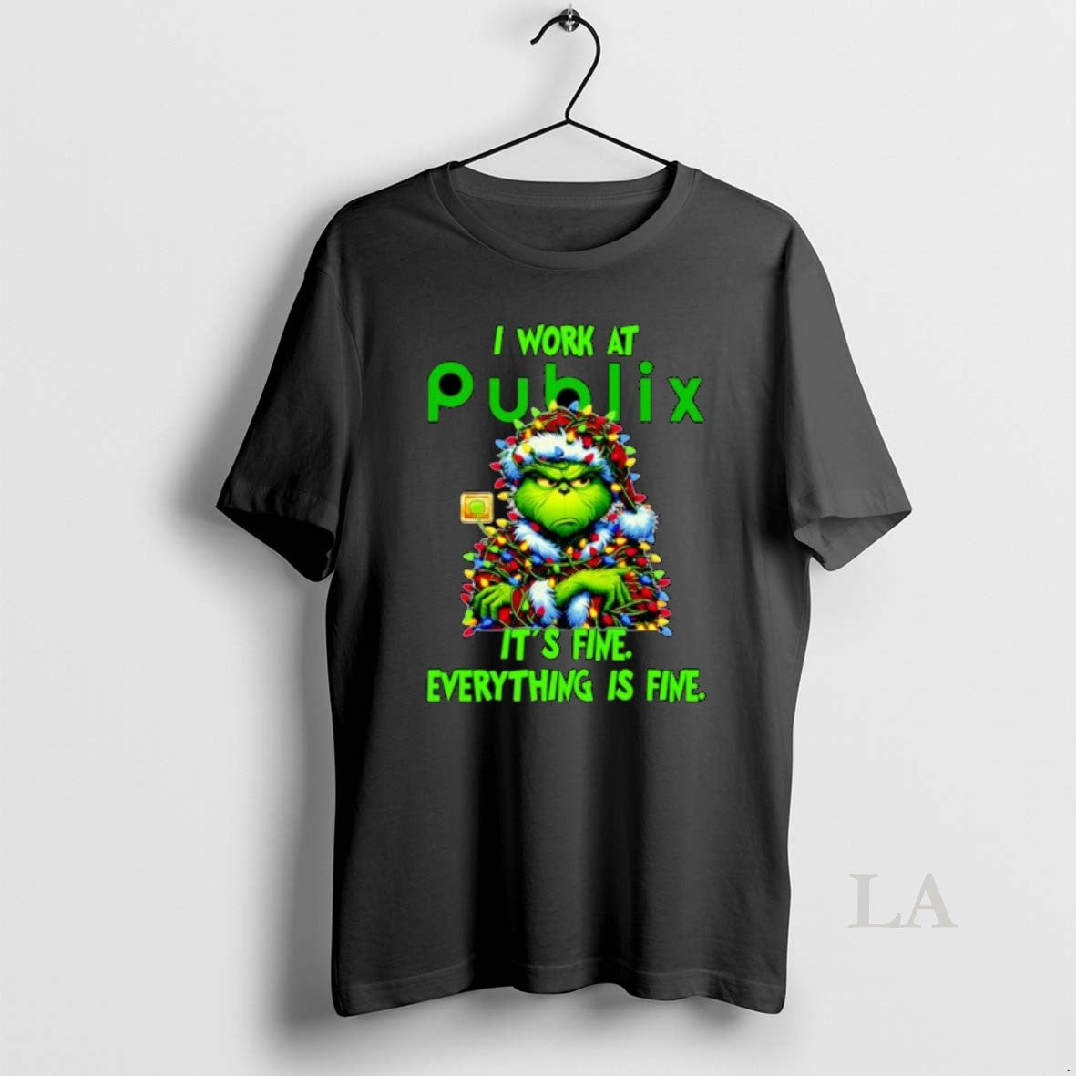 Original Grinch Santa I Work Publix Fine Everything Is Fine Lights Ornaments T-Shirts, Hoodie, Sweatshirt - T-Shirt, Sweatshirt, Hoodie