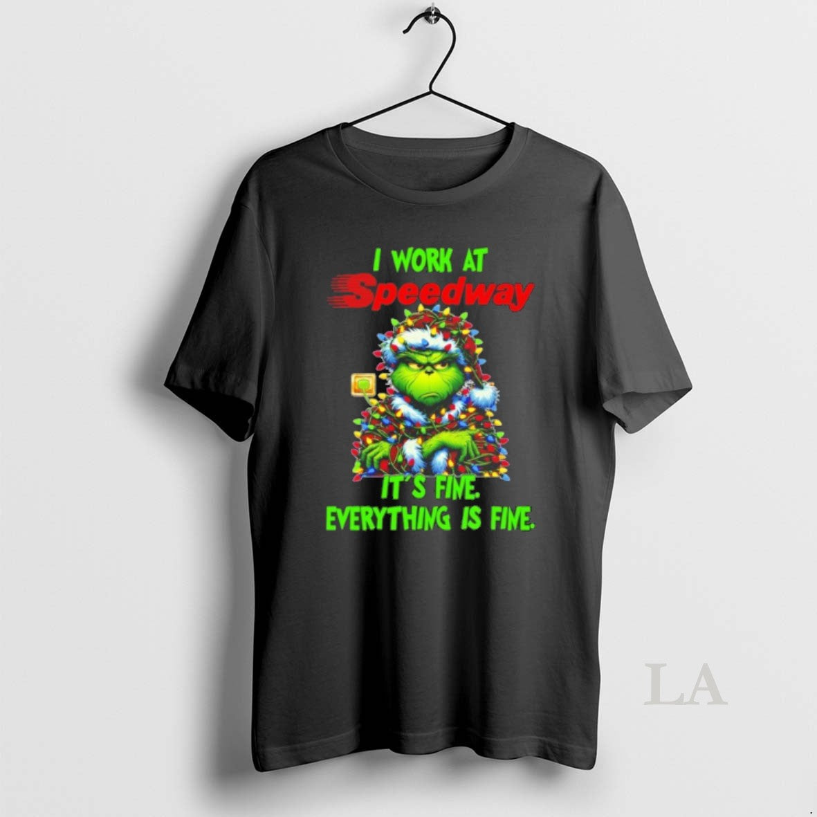 Original Grinch Santa I Work Speedway Fine Everything Is Fine Lights T-Shirts, Hoodie, Sweatshirt - T-Shirt, Sweatshirt, Hoodie