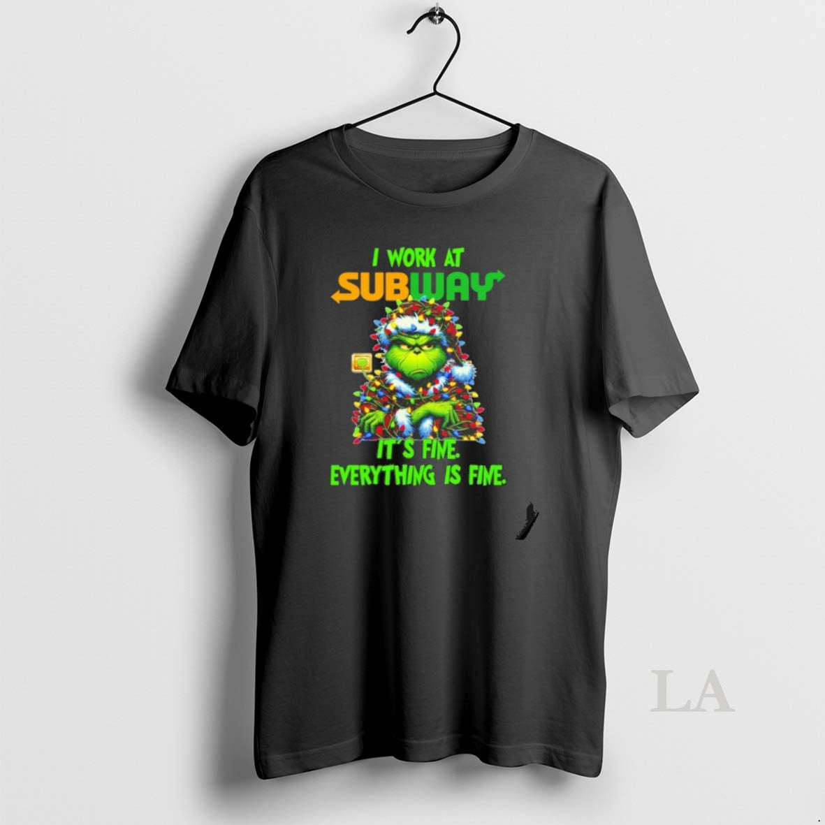 Original Grinch Santa I Work Subway Fine Everything Is Fine Lights T-Shirts, Hoodie, Sweatshirt - T-Shirt, Sweatshirt, Hoodie
