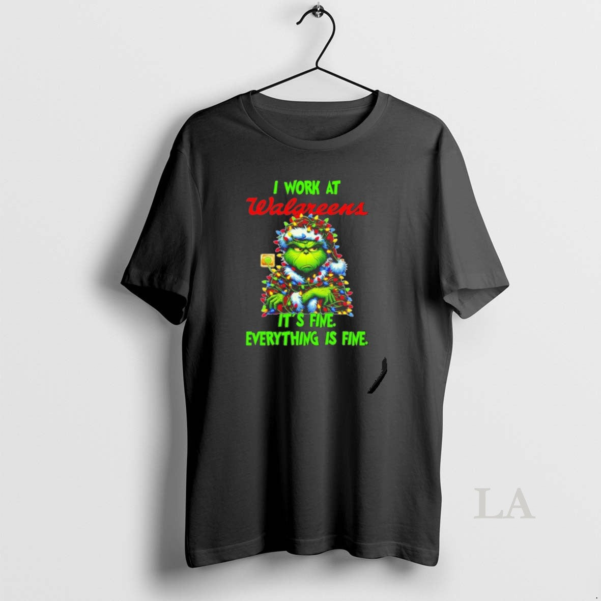 Original Grinch Santa I Work Walgreens Fine Everything Is Fine Lights T-Shirts, Hoodie, Sweatshirt - T-Shirt, Sweatshirt, Hoodie