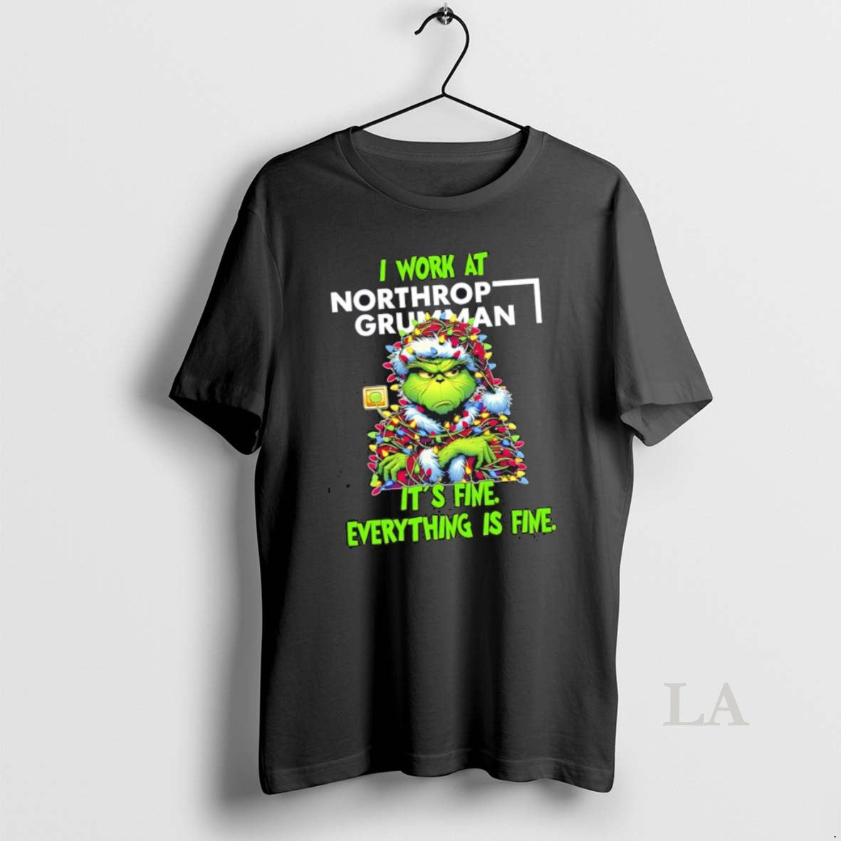 Original Grinch I Work Northrop Grumman Logo Fine Everything Is Fine T-Shirts, Hoodie, Sweatshirt - T-Shirt, Sweatshirt, Hoodie