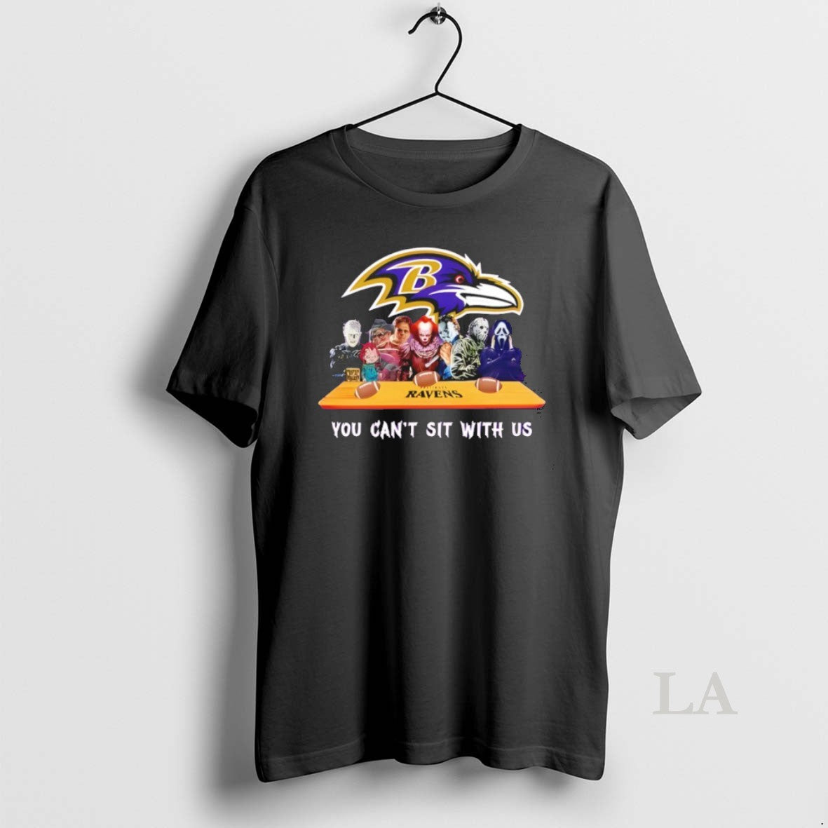 Original Horror Movie Characters You Cant Sit Us Baltimore Ravens Halloween T-Shirts, Hoodie, Sweatshirt - T-Shirt, Sweatshirt, Hoodie
