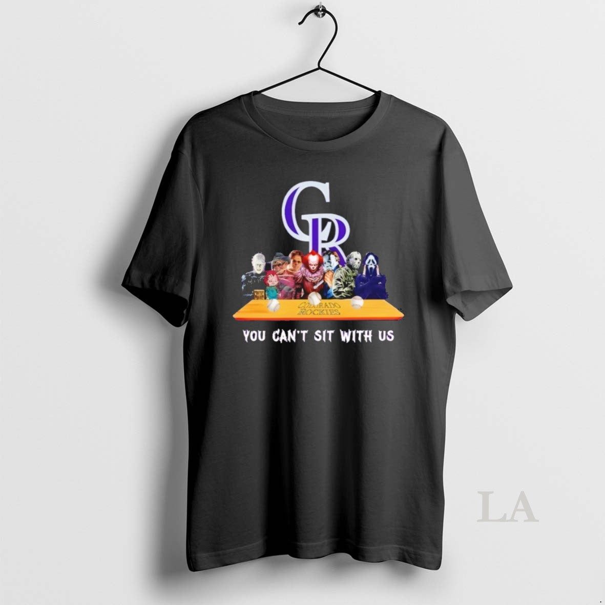 Original Horror Movie Characters You Cant Sit Us Colorado Rockies Halloween T-Shirts, Hoodie, Sweatshirt - T-Shirt, Sweatshirt, Hoodie