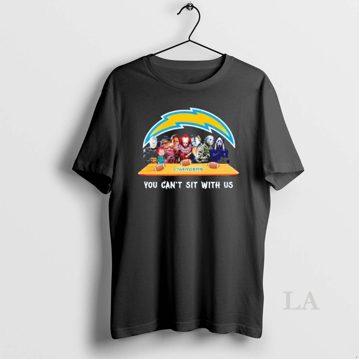 Original Horror Movie Characters You Cant Sit Us Los Angeles Chargers Halloween T-Shirts, Hoodie, Sweatshirt - T-Shirt, Sweatshirt, Hoodie