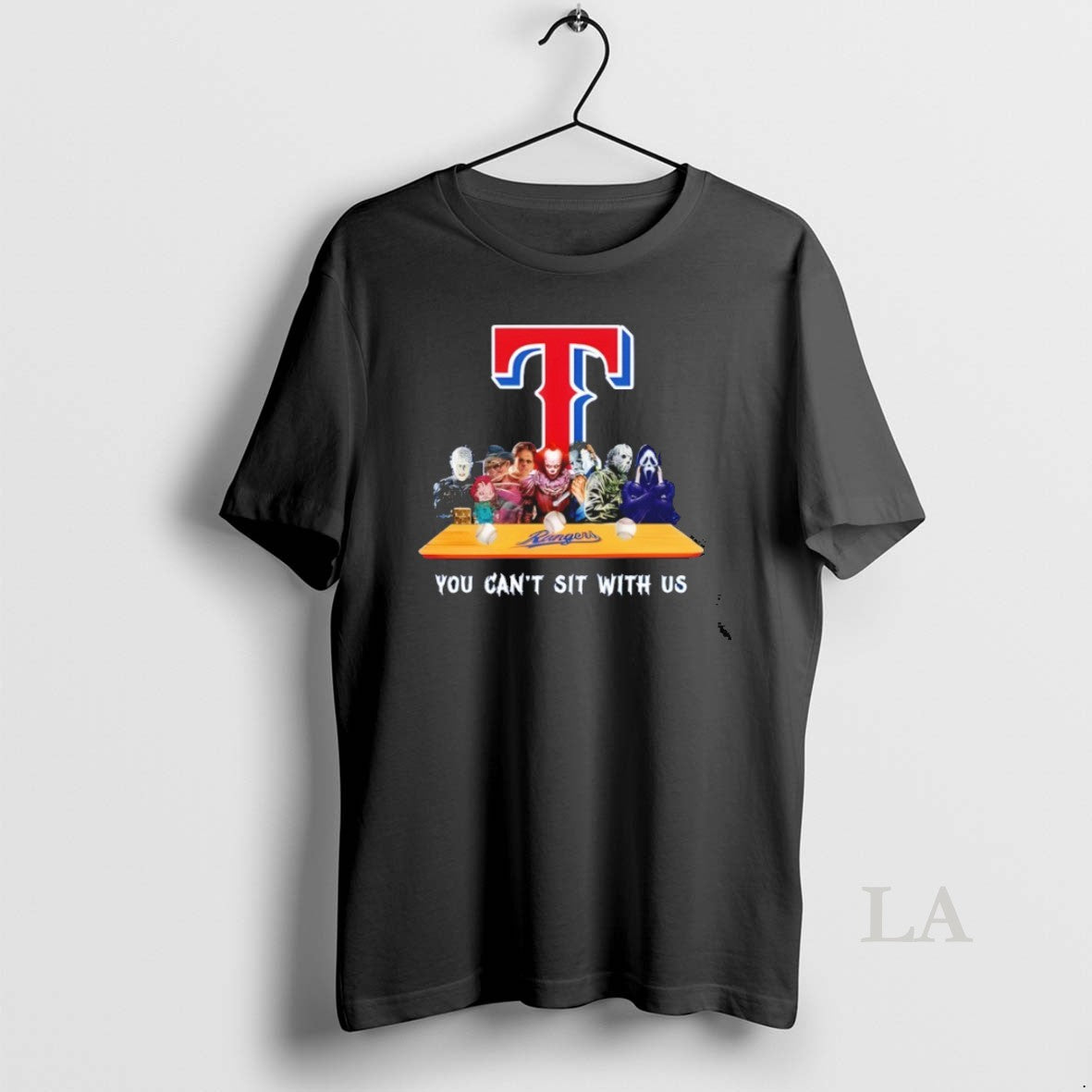 Original Horror Movie Characters You Cant Sit Us Texas Rangers Halloween T-Shirts, Hoodie, Sweatshirt - T-Shirt, Sweatshirt, Hoodie