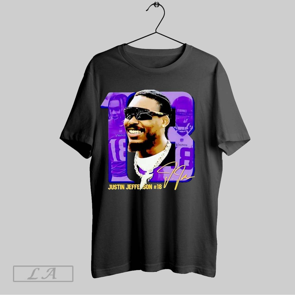 Original Justin Jefferson 18 Vikings Football Player Portrait Signature T-Shirts, Hoodie, Sweatshirt - T-Shirt, Sweatshirt, Hoodie