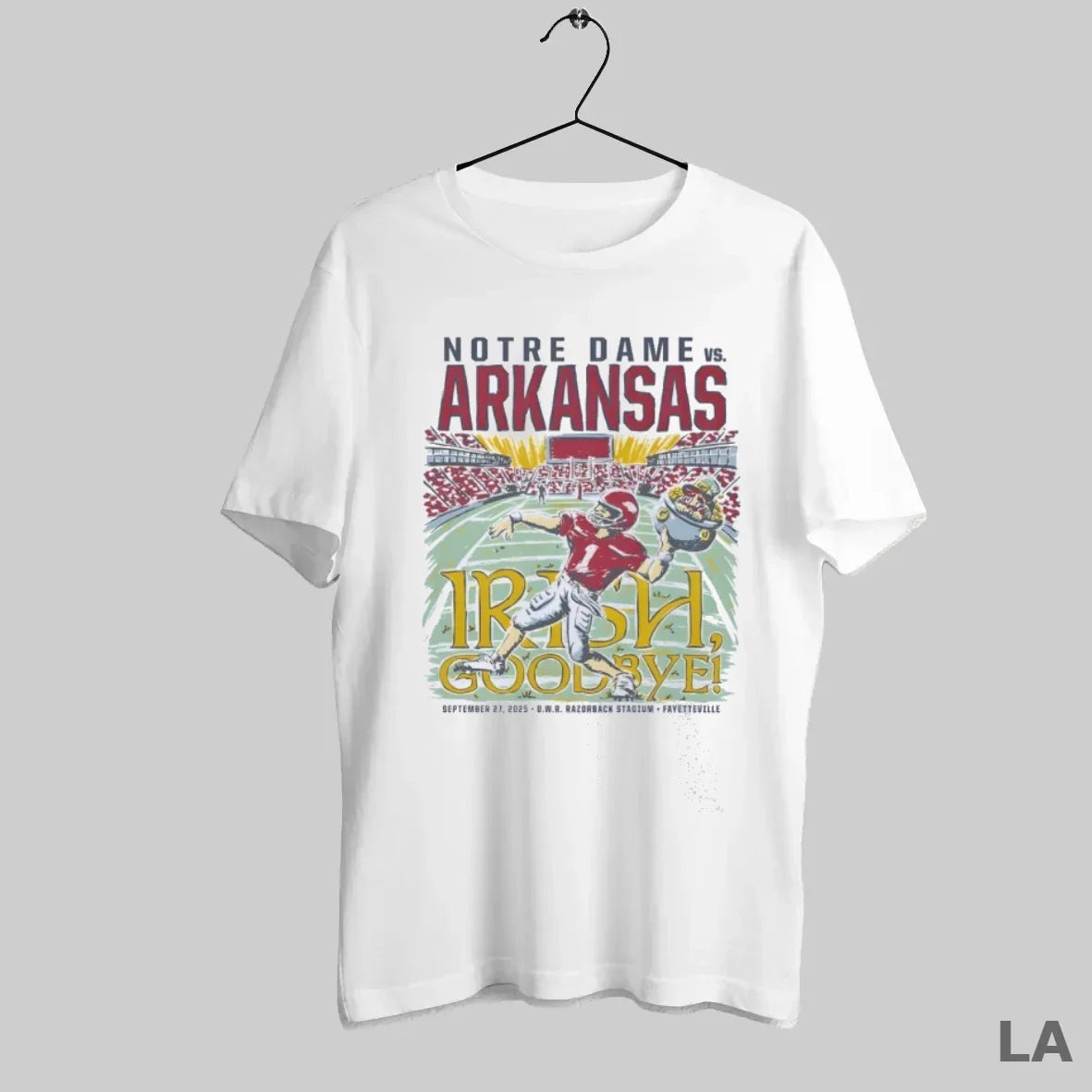 Original Notre Dame Fighting Vs Arkansas Razorbacks Game Day 2025 T-Shirts, Hoodie, Sweatshirt - T-Shirt, Sweatshirt, Hoodie