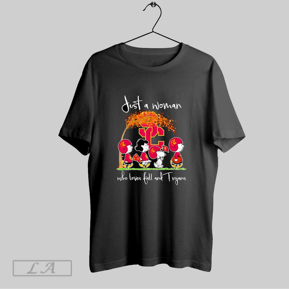 Original Peanuts Just Woman Who Loves Fall Trojans T-Shirts, Hoodie, Sweatshirt - T-Shirt, Sweatshirt, Hoodie