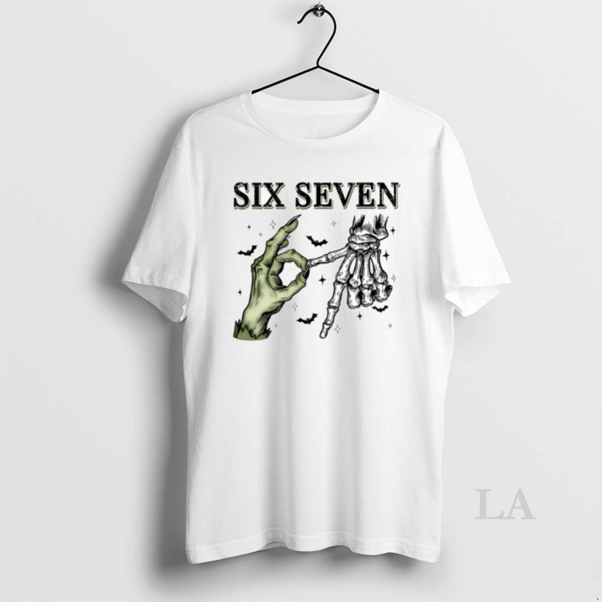 Original Six Seven 6 7 Skeleton Hands Halloween White Allbluetees T-Shirts, Hoodie, Sweatshirt - T-Shirt, Sweatshirt, Hoodie