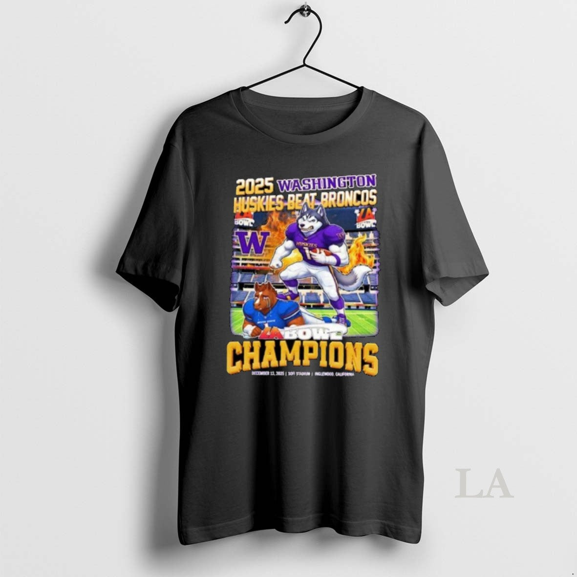 Original Washington Huskies Beat Broncos 2025 La Bowl Champions Mascot T-Shirts, Hoodie, Sweatshirt - T-Shirt, Sweatshirt, Hoodie