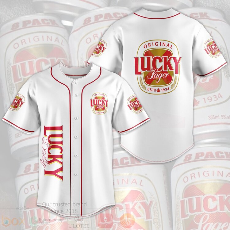 FASHION Original Lucky Lager 1934 Baseball Jerseys Botton Shirt Unisex T-shirt, Sweatshirt, Hoodie, Long Sleeve Tee - T-Shirt, Sweatshirt, Hoodie