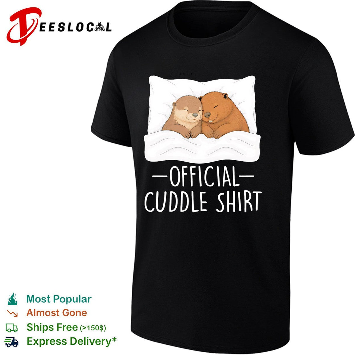 Otter and bear official cuddle shirt Unisex T-shirt, Sweatshirt, Hoodie, Long Sleeve Tee - T-Shirt, Sweatshirt, Hoodie