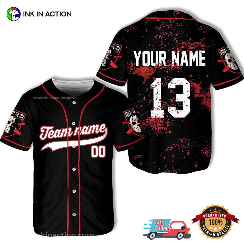 Personalized Jason Voorhees Friday The 13th Horror Movie Icons Baseball Jersey Unisex T-shirt, Sweatshirt, Hoodie, Long Sleeve Tee - T-Shirt, Sweatshirt, Hoodie