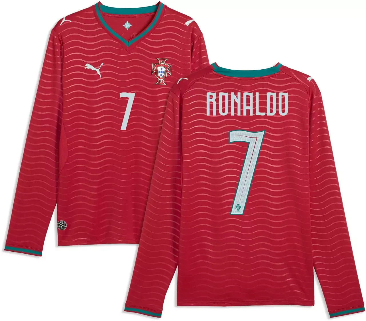 PUMA Portugal National Team 2026 Home Supporter Edition Long Sleeve Jersey Cristiano Ronaldo #7 Red sports jersey product view 1