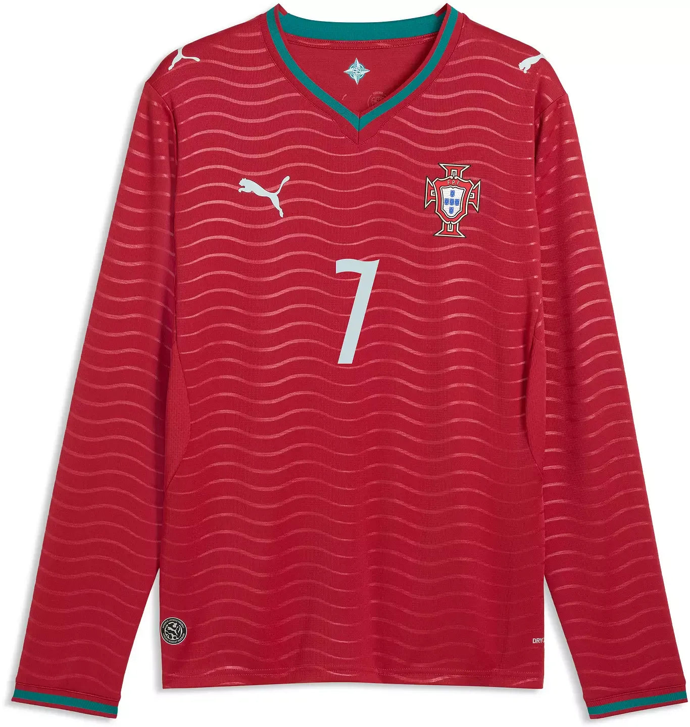 PUMA Portugal National Team 2026 Home Supporter Edition Long Sleeve Jersey Cristiano Ronaldo #7 Red sports jersey product view 2