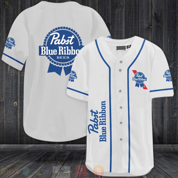 FASHION Pabst Blue Ribbon Beer White Baseball Jerseys Botton Shirt Unisex T-shirt, Sweatshirt, Hoodie, Long Sleeve Tee - T-Shirt, Sweatshirt, Hoodie
