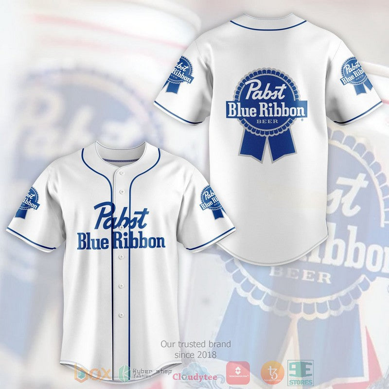 Pabst Blue Ribbon Beer white Baseball shirt Unisex T-shirt, Sweatshirt, Hoodie, Long Sleeve Tee - T-Shirt, Sweatshirt, Hoodie