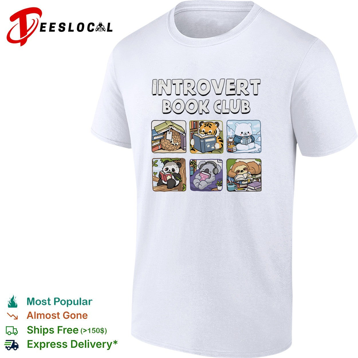 Pangolin panda tiger polar bear koala and sloth introvert book club shirt Unisex T-shirt, Sweatshirt, Hoodie, Long Sleeve Tee - T-Shirt, Sweatshirt, Hoodie