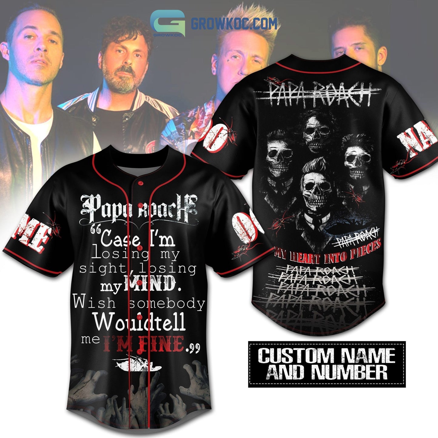 Papa Roach My Heart Into Pieces Personalized Baseball Jersey Unisex T-shirt, Sweatshirt, Hoodie, Long Sleeve Tee - T-Shirt, Sweatshirt, Hoodie