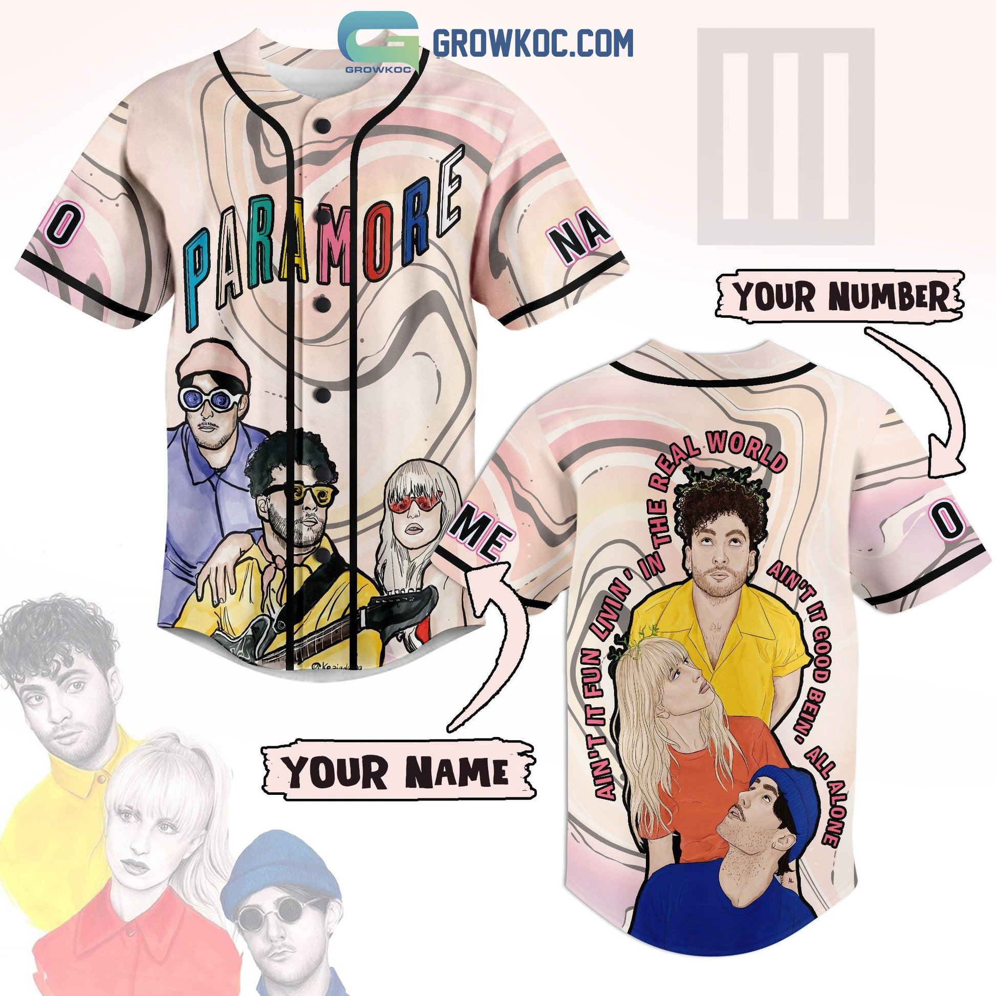 Paramore Aint It Fun Livin In The Real World Personalized Baseball Jersey Unisex T-shirt, Sweatshirt, Hoodie, Long Sleeve Tee - T-Shirt, Sweatshirt, Hoodie