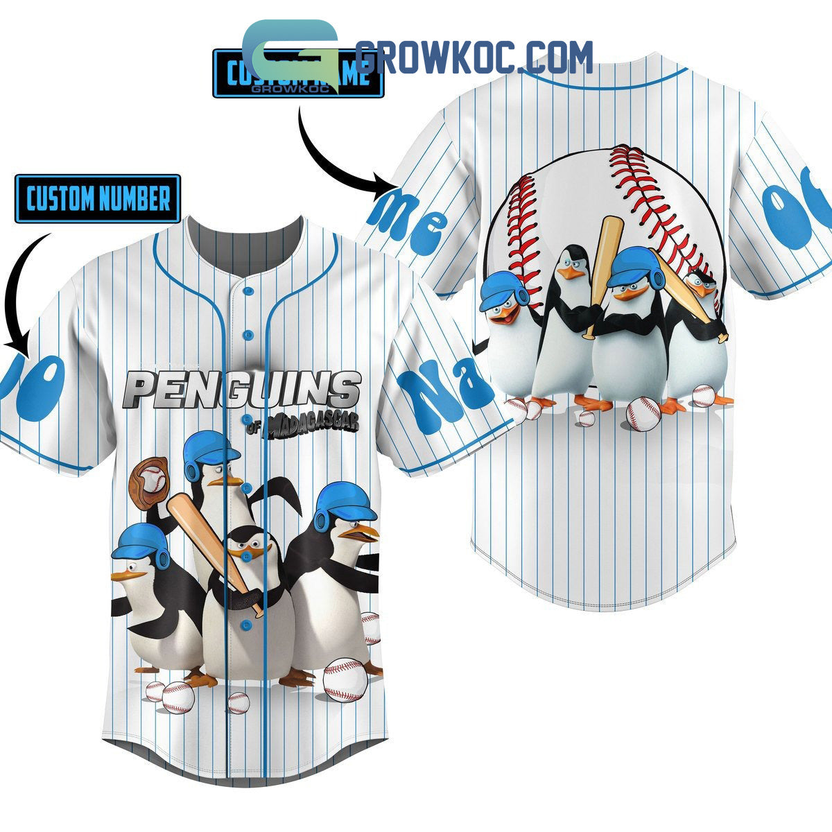 Penguins Of Madagascar Personalized Baseball Jersey Unisex T-shirt, Sweatshirt, Hoodie, Long Sleeve Tee - T-Shirt, Sweatshirt, Hoodie