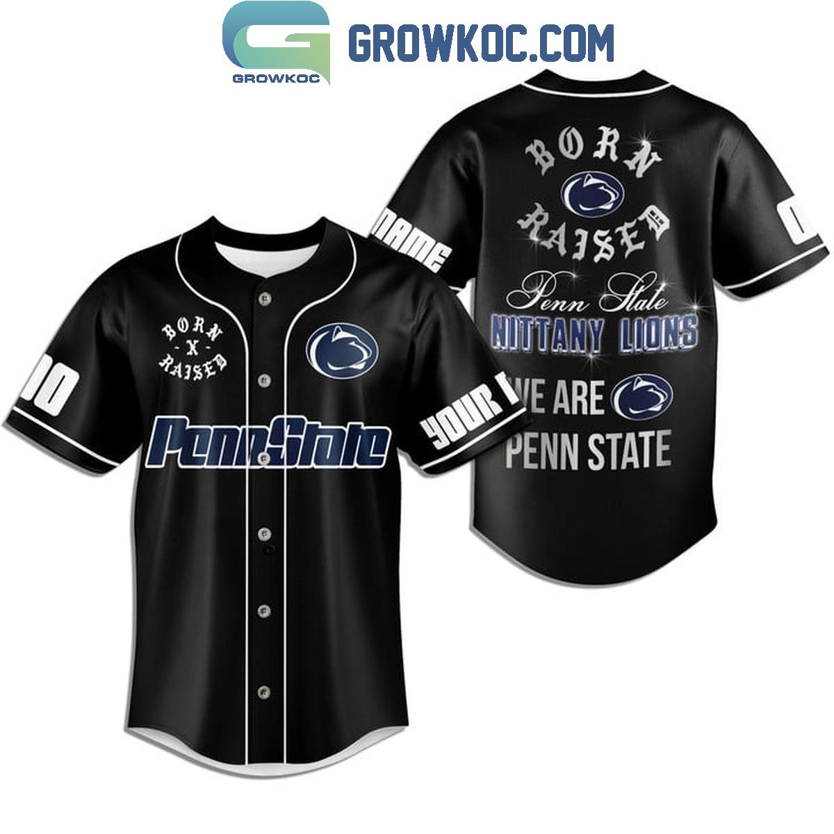 Penn State Nittany Lions Born Raised Penn State Personalized Baseball Jersey Black Unisex T-shirt, Sweatshirt, Hoodie, Long Sleeve Tee - T-Shirt, Sweatshirt, Hoodie