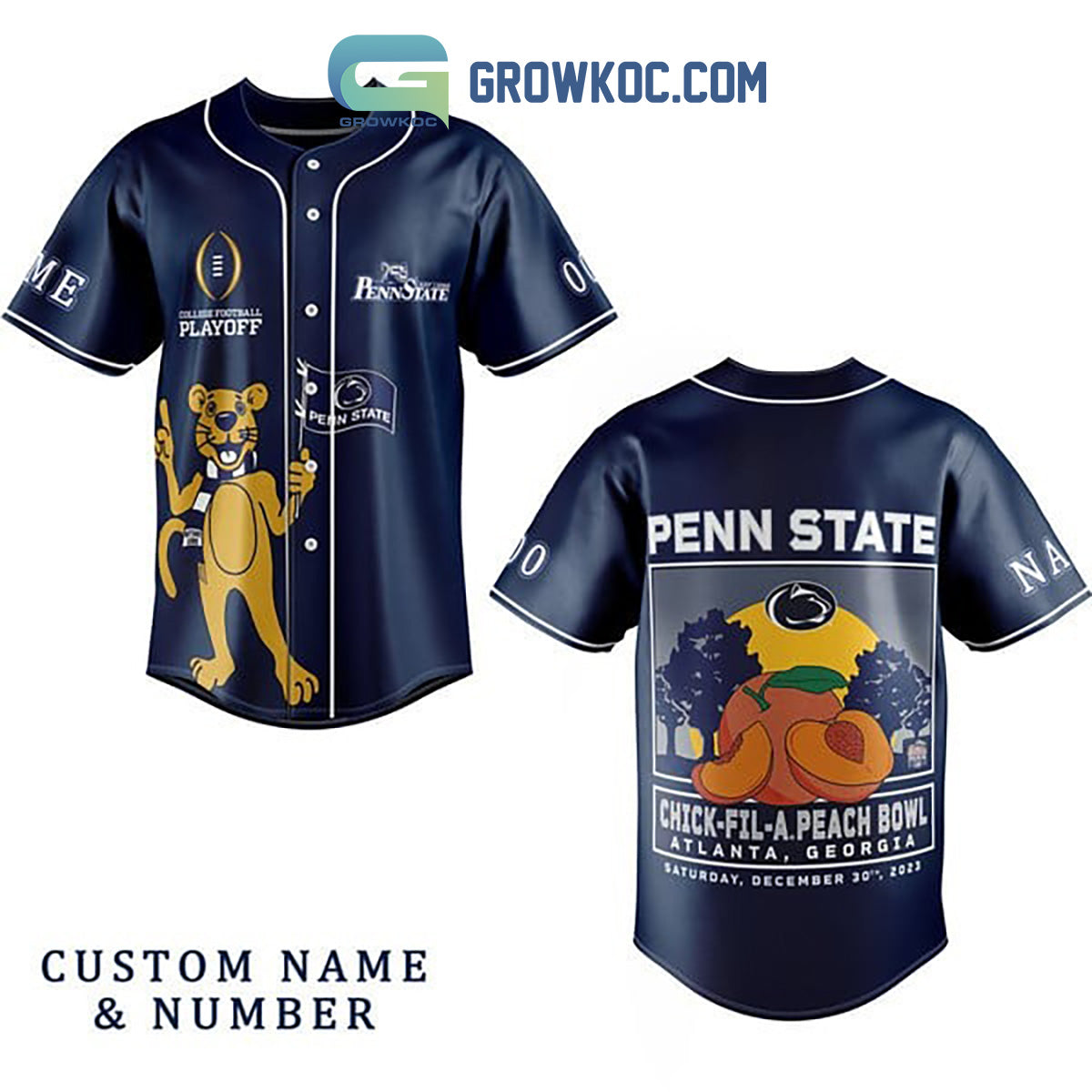 Penn State Nittany Lions Chick-fil-APeach Bowl Personalized Baseball Jersey Navy Unisex T-shirt, Sweatshirt, Hoodie, Long Sleeve Tee - T-Shirt, Sweatshirt, Hoodie