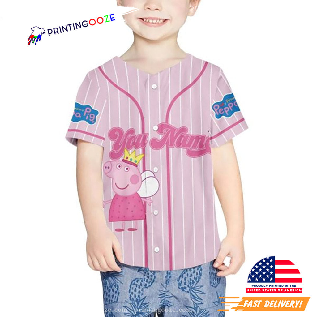 Peppa Pig Personalized Kids Baseball Jersey Unisex T-shirt, Sweatshirt, Hoodie, Long Sleeve Tee - T-Shirt, Sweatshirt, Hoodie