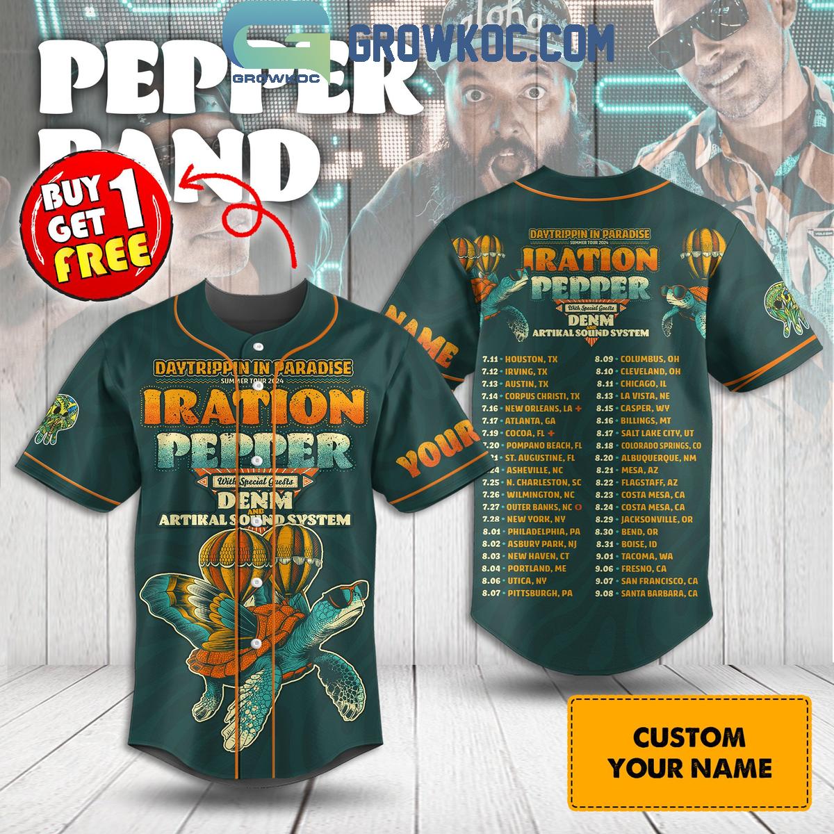 Pepper Summer Tour 2024 Daytrippin In Paradise Fan Personalized Baseball Jersey Unisex T-shirt, Sweatshirt, Hoodie, Long Sleeve Tee - T-Shirt, Sweatshirt, Hoodie