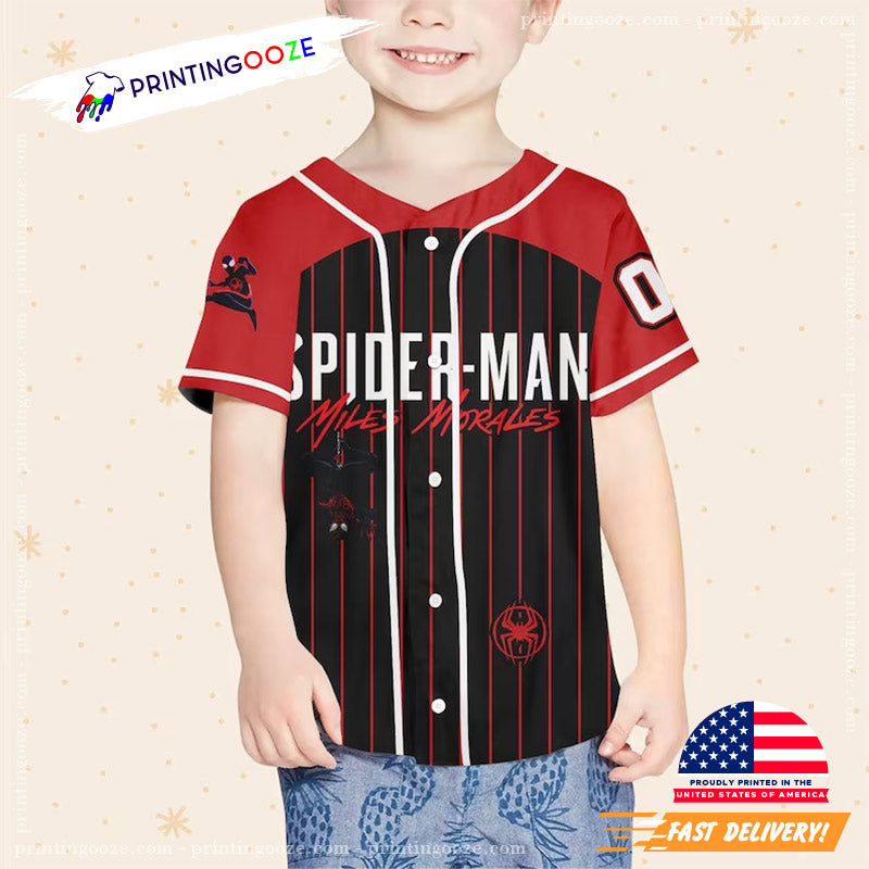 Personalizesd Spiderman Miles Morales Black Red Baseball Jersey Unisex T-shirt, Sweatshirt, Hoodie, Long Sleeve Tee - T-Shirt, Sweatshirt, Hoodie