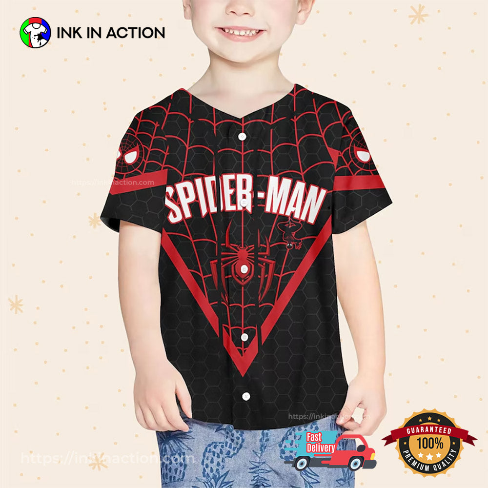 Personalize Spiderman Miles Morales Symbol Baseball Jersey Unisex T-shirt, Sweatshirt, Hoodie, Long Sleeve Tee - T-Shirt, Sweatshirt, Hoodie
