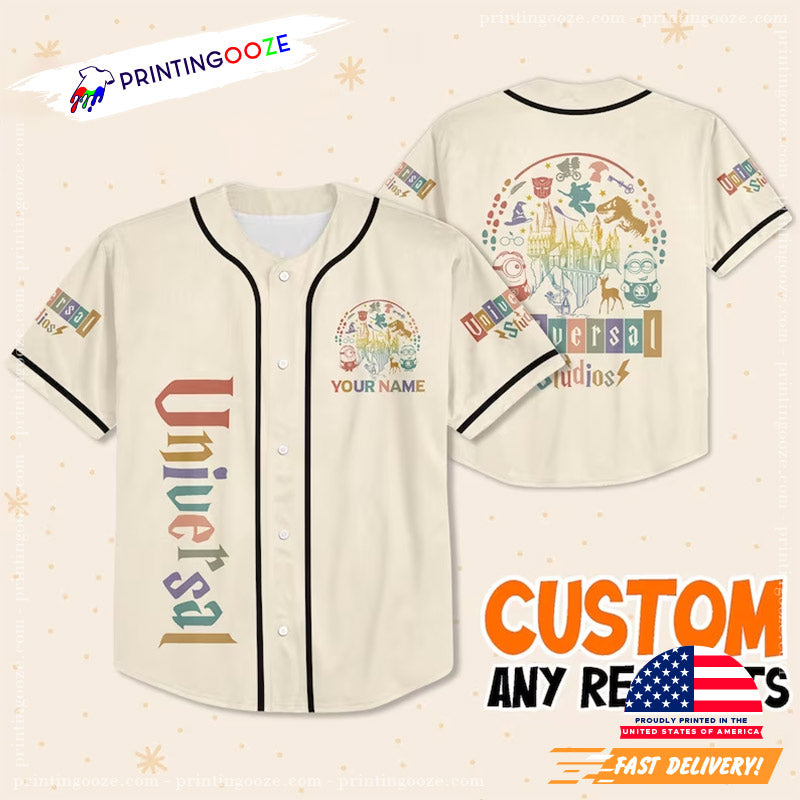 Personalized Universal Studio Characters Baseball Jersey Unisex T-shirt, Sweatshirt, Hoodie, Long Sleeve Tee - T-Shirt, Sweatshirt, Hoodie