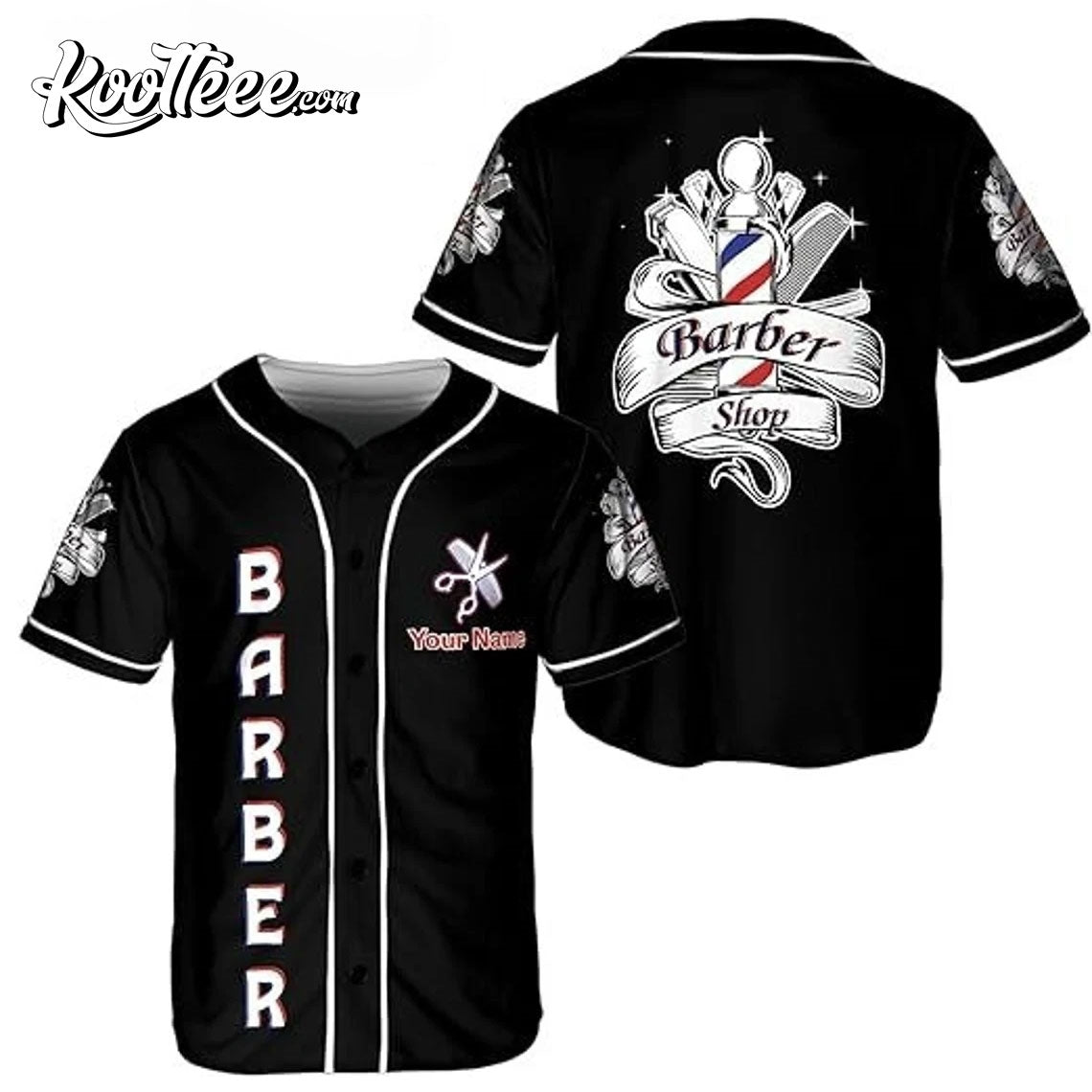 Personalized Barber Shop Baseball Jersey Unisex T-shirt, Sweatshirt, Hoodie, Long Sleeve Tee - T-Shirt, Sweatshirt, Hoodie