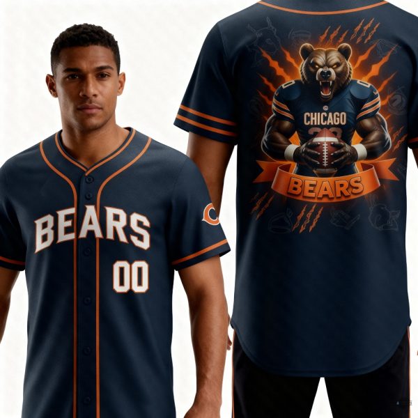 Personalized Chicago Bear Baseball Jersey Shirt 2025 Unisex T-shirt, Sweatshirt, Hoodie, Long Sleeve Tee - T-Shirt, Sweatshirt, Hoodie