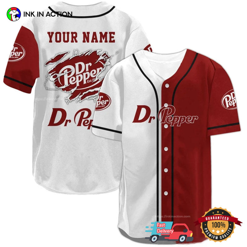 Personalized Dr Pepper Baseball Jersey Unisex T-shirt, Sweatshirt, Hoodie, Long Sleeve Tee - T-Shirt, Sweatshirt, Hoodie