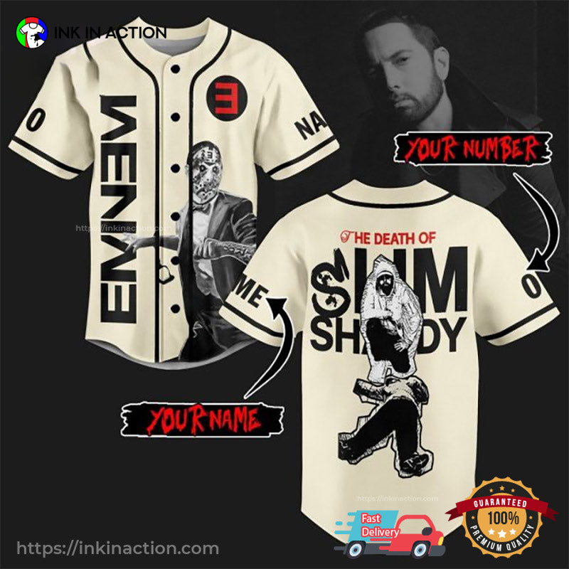 Personalized Eminem The Death Of Slim Shady Baseball Jersey Unisex T-shirt, Sweatshirt, Hoodie, Long Sleeve Tee - T-Shirt, Sweatshirt, Hoodie