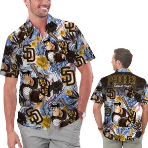 Personalized Funny San Diego Padres Tropical Floral America Flag - Padres Hawaiian Shirt Unisex T-shirt, Sweatshirt, Hoodie, Long Sleeve Tee - T-Shirt, Sweatshirt, Hoodie